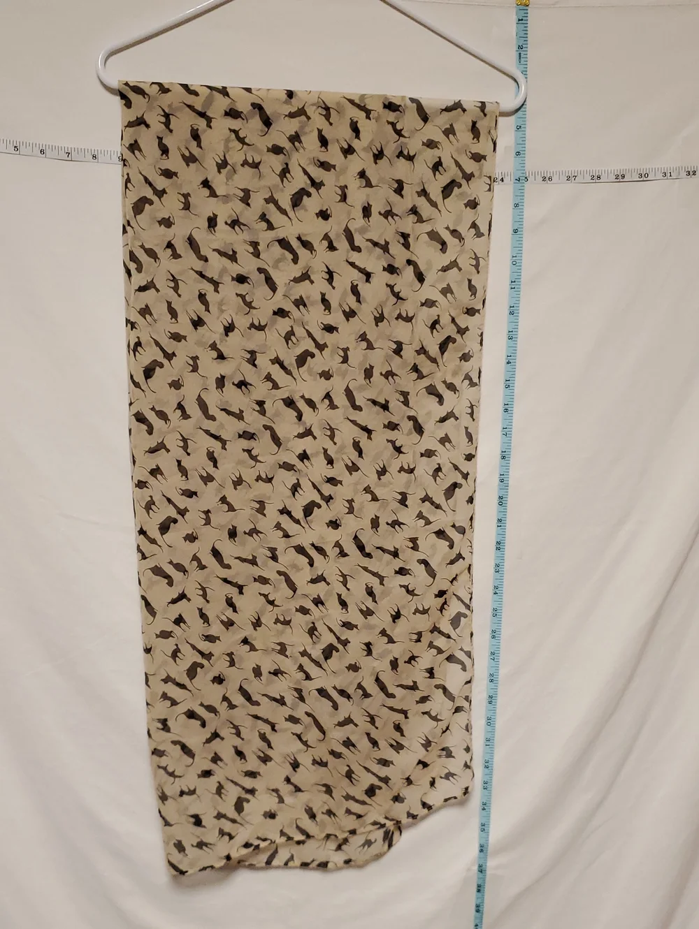 Cat Print Soft Beige Scarf 60inx24in Whimsical Goth Halloween